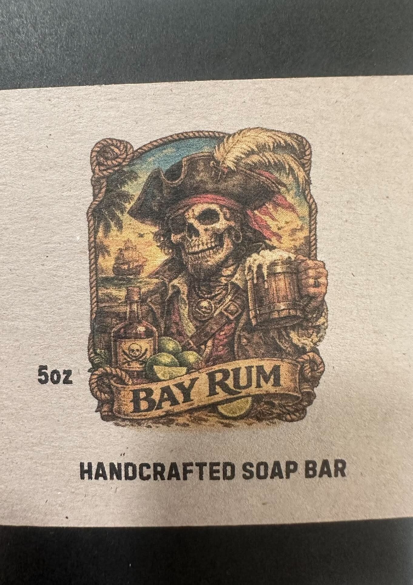 PIRATE'S LIFE Handmade Cold Process Soap 5oz | Bay Rum Scent | Black & White Swirl | Moisturizing Soap | Gift for Him | Classic Men's Scent