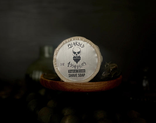 TROPICAL DREAMS Shaving Soap Puck 3oz| Hydrating Dual Lye Shave Soap | Thick Lather
