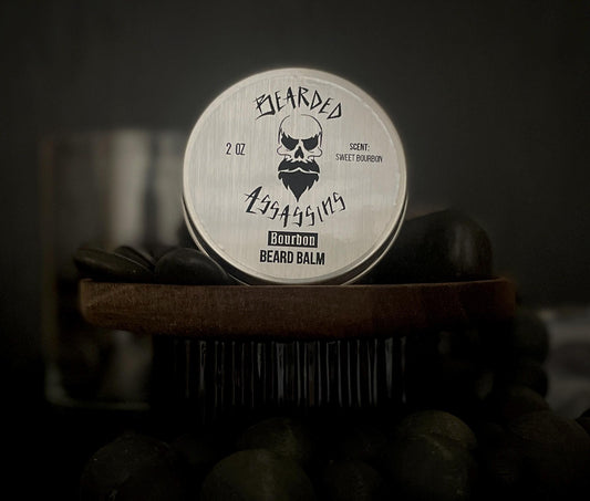 Officer's Club Beard Balm 2oz | Sweet & Smoky Bourbon Scent | Premium Beard Balm for Hold, Softness, No-Itch Beard