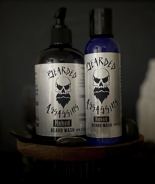 Fragrance Free NAKED Beard Wash | Handcrafted for Men with Beards | 8oz | 4oz | Gentle Beard Shampoo for Sensitive Skin