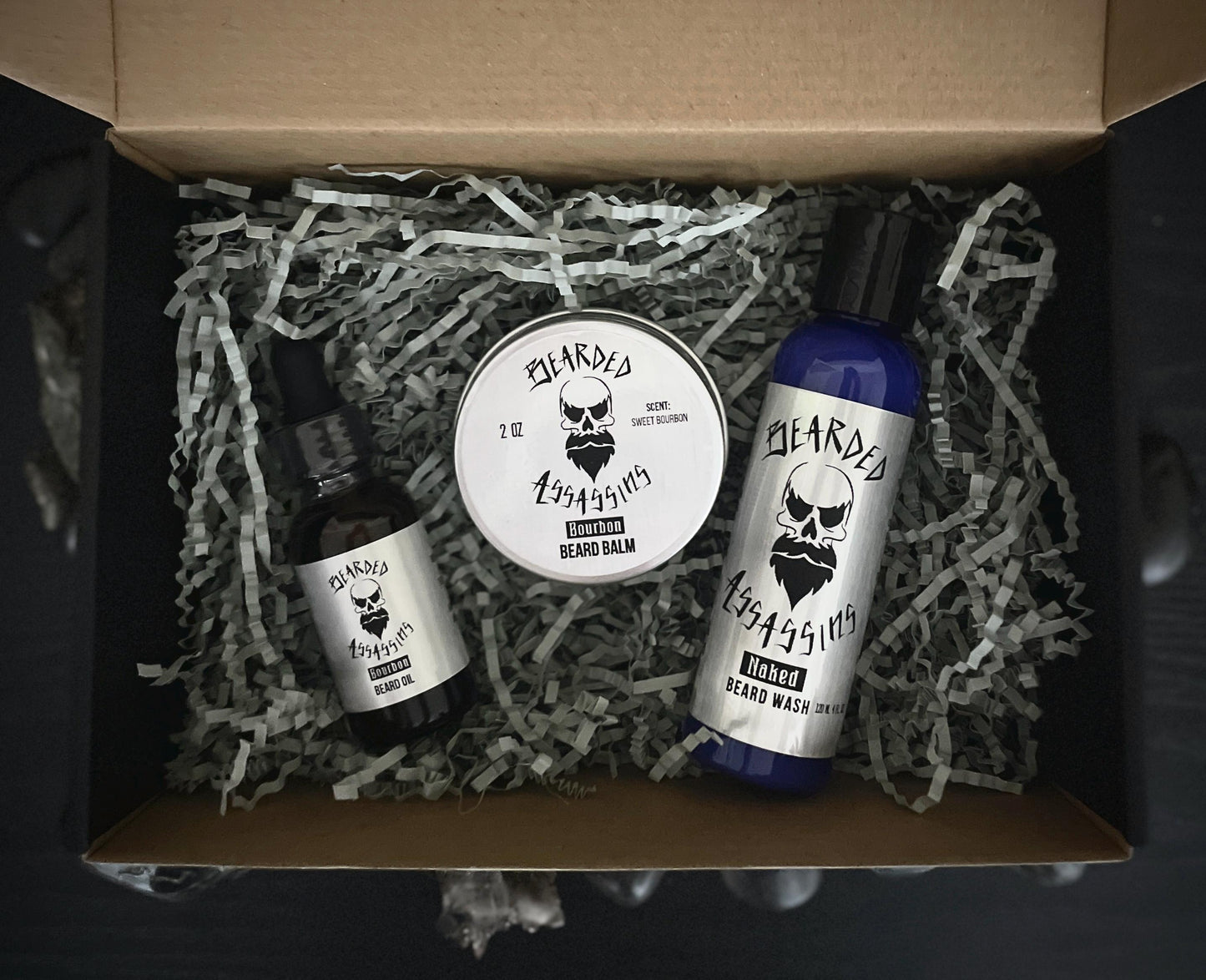 Bearded Assassins- On The Run BASIC BEARD KIT with Loved Premium Beard Oil, Beard Balm & Beard Wash